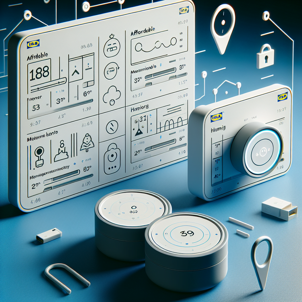 Futuristic smart home devices and user interface concept.
