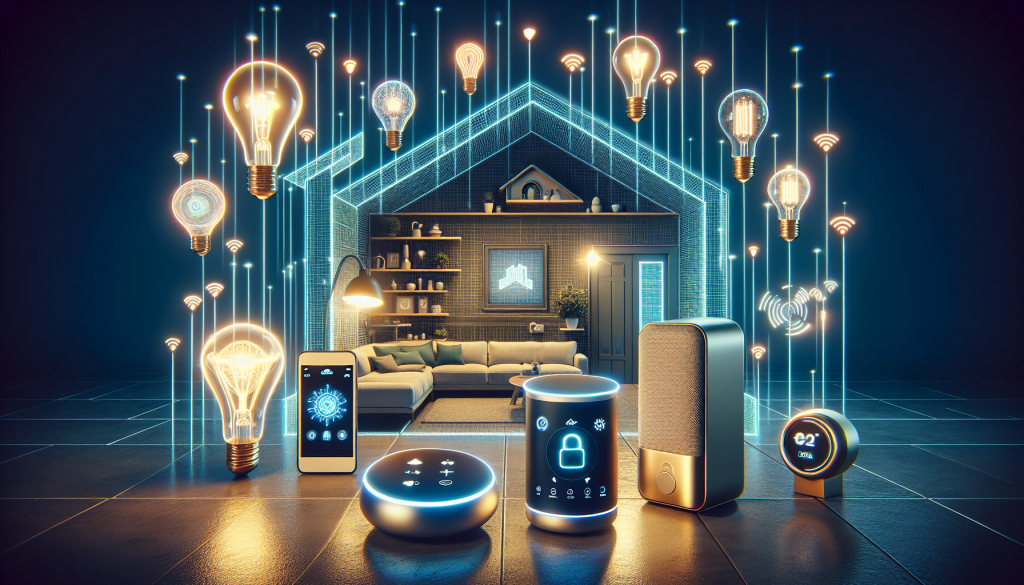 Futuristic smart home technology concept illustration.
