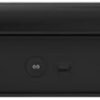 Black soundbar with buttons in the center along the front panel.