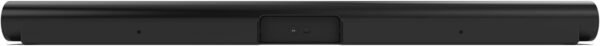 Black soundbar with buttons in the center along the front panel.