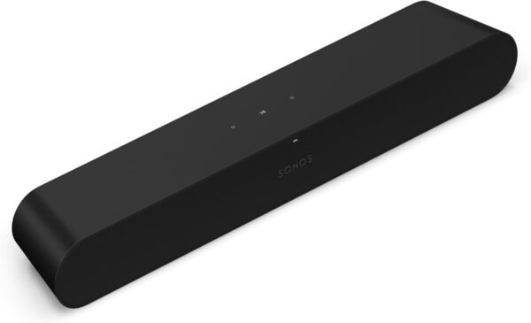 Black Sonos soundbar with touch controls on top.