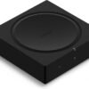 Black Sonos wireless amplifier with touch controls on the front.